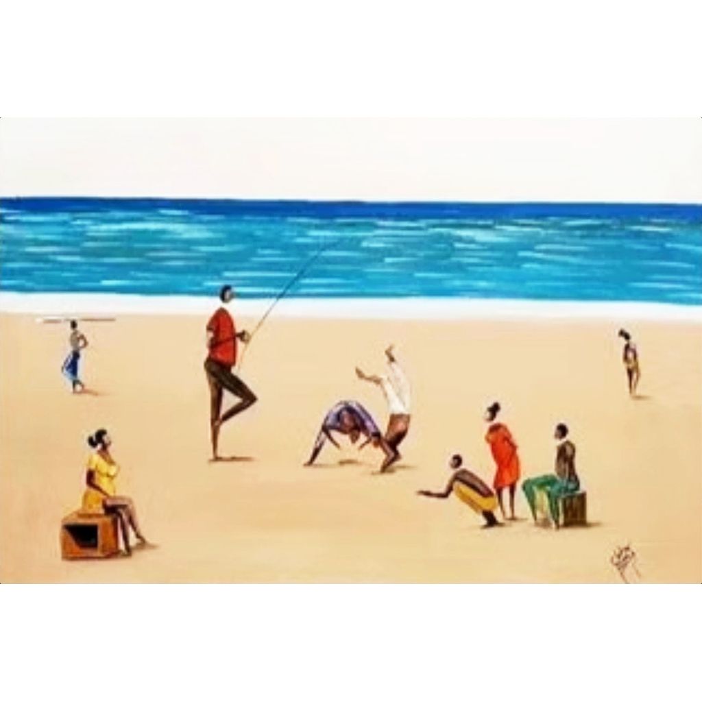 Baianos do Litoral - 50x70cm, Inspirada na Estética de Carybé