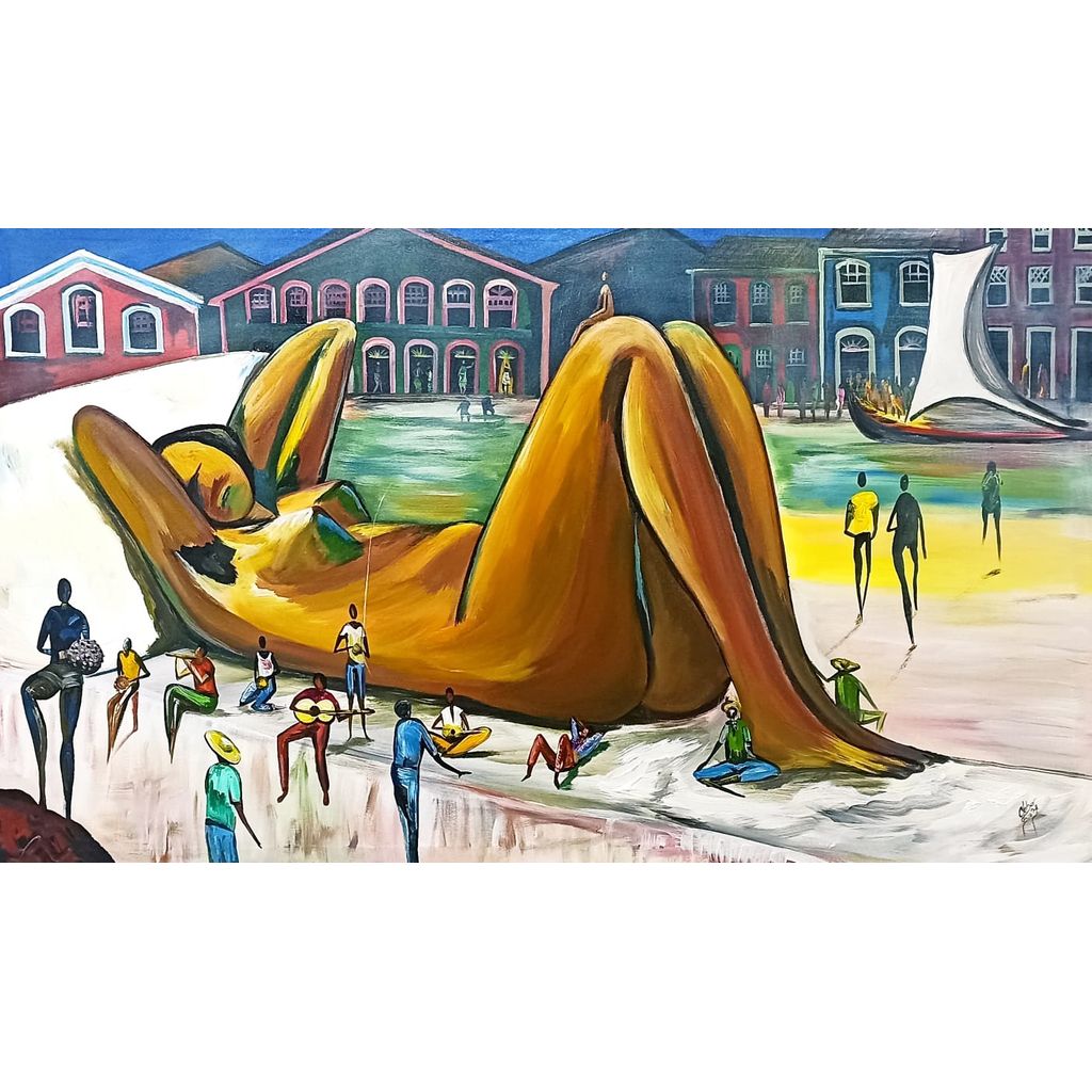 Mulata e Sambistas da Bahia - 120x70cm, Inspirada na Estética de Carybé